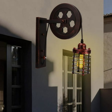 

1 Elevator Pulley Wall Sconce Vintage Industrial Mid Century Retro Iron Wall Sconces With Metal Shade