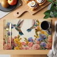 thumbnail image 2 of Vintage Hummingbirds Placemats Set of 4, Spring Farmhouse Country Flowers Placemats for Dining Table, Place Mats for Kitchen Tabletop, Waterproof Wipeable Dining Table Mats Set, 2 of 9