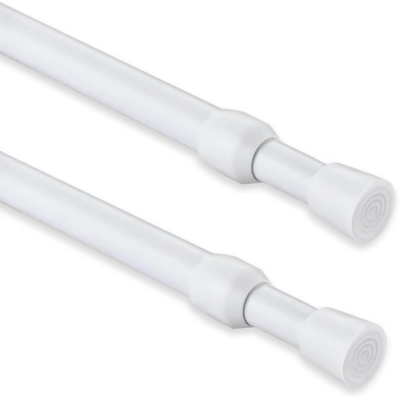 2 Pack Tension Curtain Rod for Windows 16 to 28 inch, Adjustable Expandable Pressure Spring Curtain Rod,Heavy Duty Tension Curtain Rod No Drilling Curtain Rod for Bedroom Doorway Closet Door,White