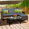 thumbnail image 1 of Gymax 3PCS Outdoor Rattan Furniture Set Patio Couch Sofa Set w/ Cushion, 1 of 10