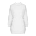 thumbnail image 4 of Women's Waist Ruched Hoodie Dress Long Sleeve Pullover Hooded Sweatshirt with Pocket Lightweight Sweatshirt Dress, 4 of 6