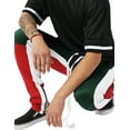 thumbnail image 5 of Ma Croix Mens Stripe Track Pants Three Tone Color Block Skinny Fit Stretch Casual Elastic Athletic Training Slim Joggers, 5 of 6