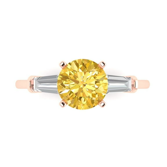 Three-Stone Engagement Ring for Women - 2ct Natural Citrine in 18K Rose Gold Promise Ring