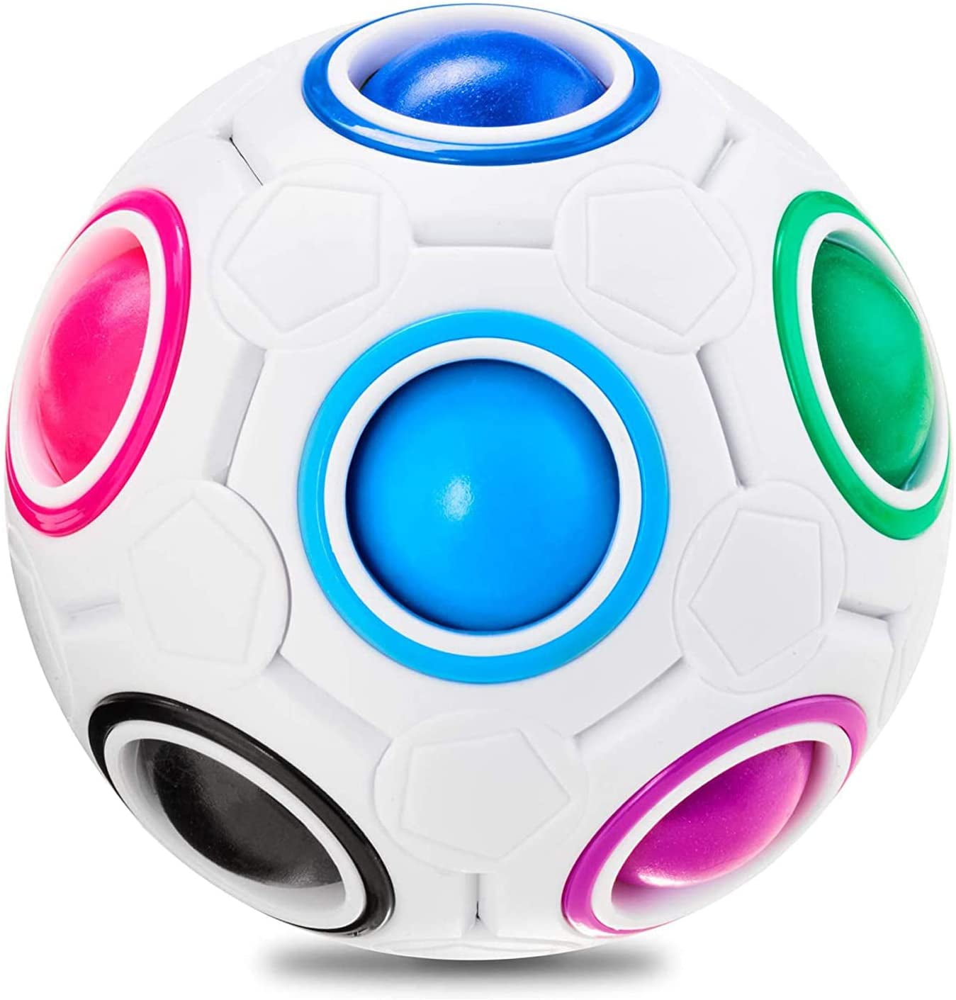 Coolzon Magic Rainbow Ball Fidget Ball New Version Puzzle Ball Magic Ball Speed Cube 3D Puzzle Fidget Toy for Adults & Kids White