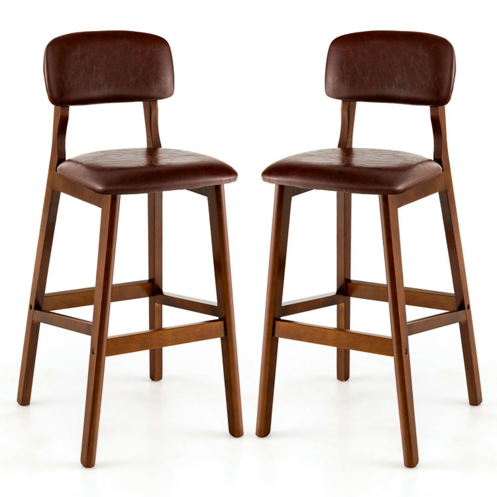 GVN 29 Inch Upholstered PU Bar Stools with Rubber Wood Legs-Set of 2, Bar Height Stools, Counter Height Bar Stools for Kitchen, Dining Room GVN 29 Inch Upholstered PU Bar Stools with Rubber Wood Legs-Set of 2, Bar Height Stools, Counter Height Bar Stools for Kitchen, Dining Room