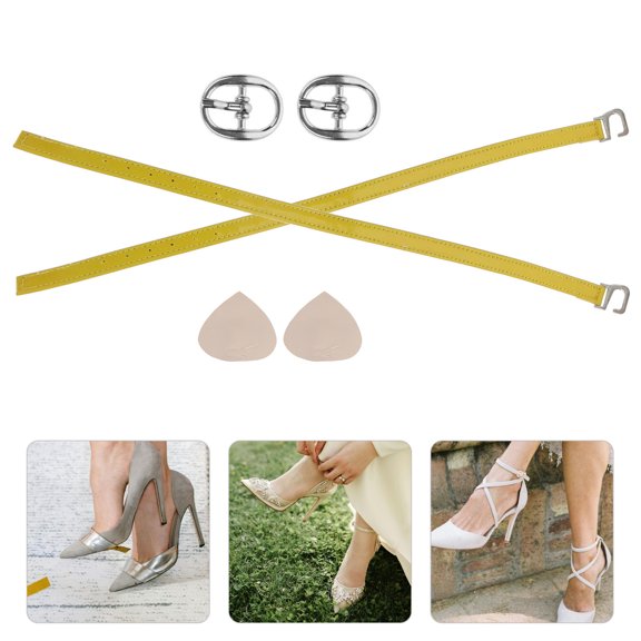 FELTECHELECTR 2 Pairs Leather High Heel Straps Prevent Falling Off for Women Girls Ladies Yellow 1.2x1.2in
