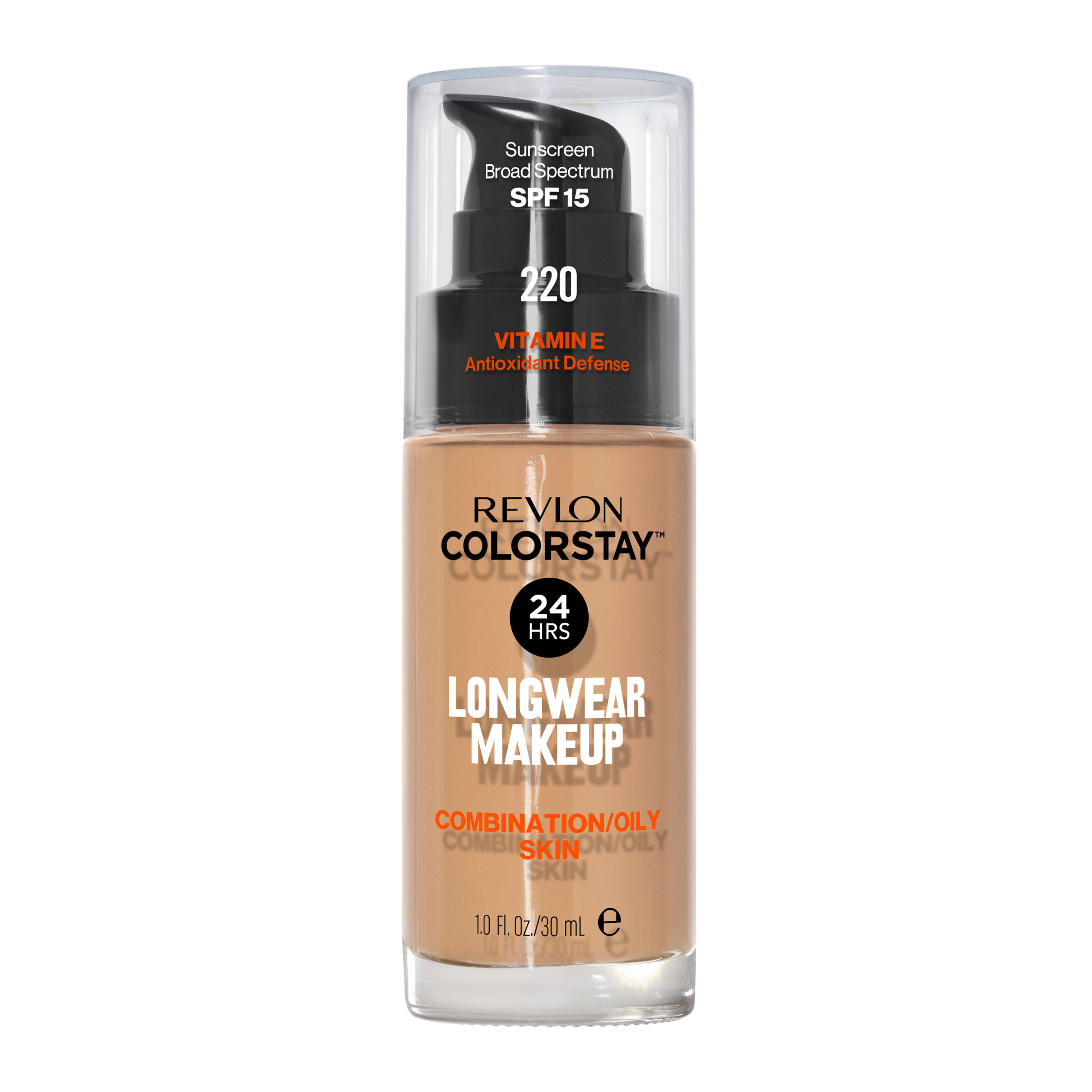Revlon ColorStay Liquid Foundation Makeup, Matte Finish, Combination/Oily Skin, SPF 15, 220 Natural Beige, 1 fl oz