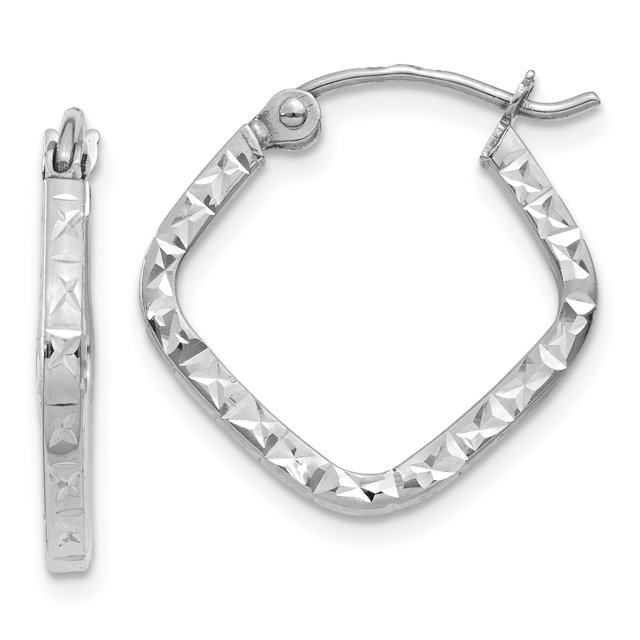 14k White Gold Squared Hoop Earrings