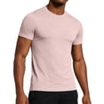 thumbnail image 3 of Men's Quick Dry T-Shirt Nylon Spandex Blend | Athletic Short Sleeve Tee Crewneck | Breathable Moisture Wicking UPF | Running Gym Workout Training | Comfort Fit | Zenithor,Pink XL, 3 of 9