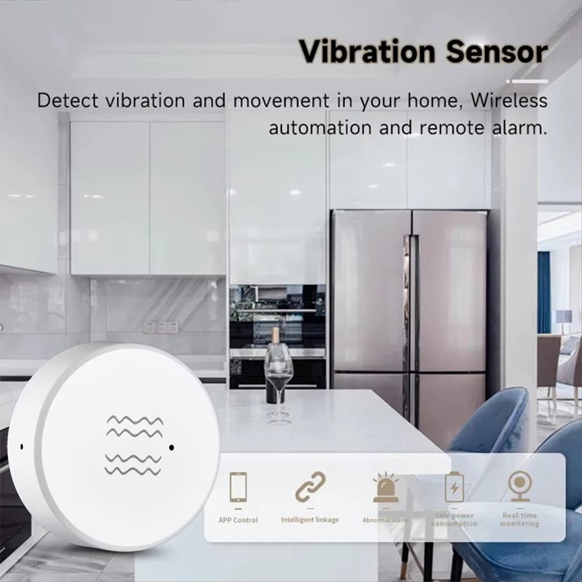 4PCS Tuya ZigBee Smart Vibration Sensor Real Time Monitoring Door Window Detection Alarm Smart Home Security System,4 x Tuya ZigBee Smart Vibration Sensor,White