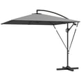 thumbnail image 1 of Grey Patio Offset Cantilever Umbrella, UPF 50+ UV Protection Polyester Parasol with 360° Rotation, Tilt & Crank Handle, Includes Cover & Wind Ropes for Garden, Backyard, Patio, 1 of 7