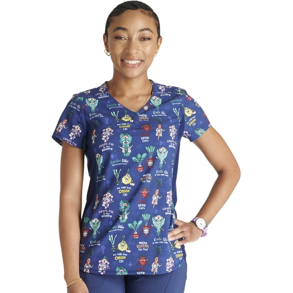 Cherokee Prints Scrubs Top For Women V-Neck Print CK792