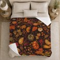 thumbnail image 5 of Autumn Harvest Pumpkin Patch Twisting Vines Berries Rustic, Rustic Botanical Portrait, Warm Flannel Blanket for Sunroom and Reading Nook, Garden Lovers Thanksgiving Gift, Rustic Home Decor, 5 of 9
