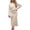 Beige, variant on Dressy Skirt Sets for Women 2 Piece Outfits Summer Matching Set Long Sleeve T-Shirts Slit Maxi Skirt Office