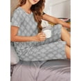 thumbnail image 5 of DAKIMOE Womens Pajama Sets Capri Sleepwear Short Sleeve Two-Piece Pjs V Neck Tops & Capri Pants with Pockets Casual Prints Lounge Sets for Women S-XL, Light Gray, S, 5 of 6