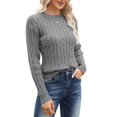 thumbnail image 3 of Women's Classic-fit Lightweight Cable Long Sleeve Mockneck Loose Casual Sweater Jumpers, 3 of 5