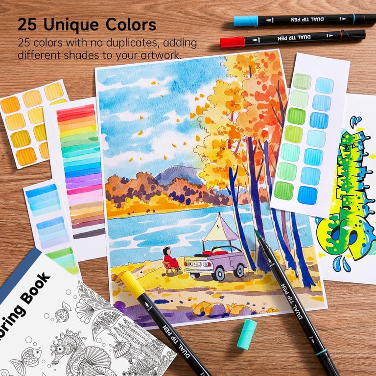 Shuttle Art Dual Tip Brush Markers, 25 Colors photo 3
