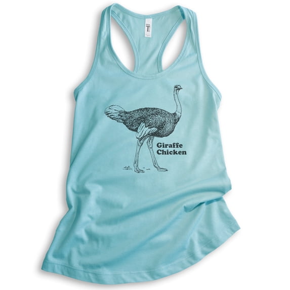 Giraffe Chicken Ostrich Tank Top, Ladies Racerback Tank Top, Ostrich Tank, Funny Farmer Farm Animal Tank, Cancun, Large