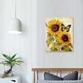 thumbnail image 3 of JEUXUS  Vintage Sunflower Wall Art Decor Sunflowers Canvas Pictures Butterfly Artwork Shabby Chic Rustic Painting Botanical Prints for Bathroom Bedroom Living Room Ready to Hang, 3 of 4