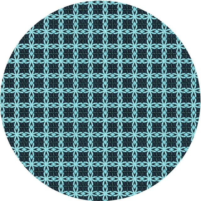 Ahgly Company Machine Washable Indoor Round Transitional Deep Teal Green Area Rugs, 4' Round
