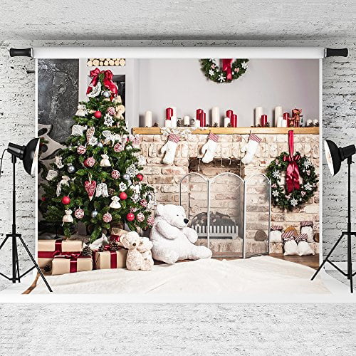 kate 10 6 5ft christmas backdrop wood indoor fireplace xmas Fireplace christmas santa backdrop 5ft 10x6 brick kate bear backgrounds tree