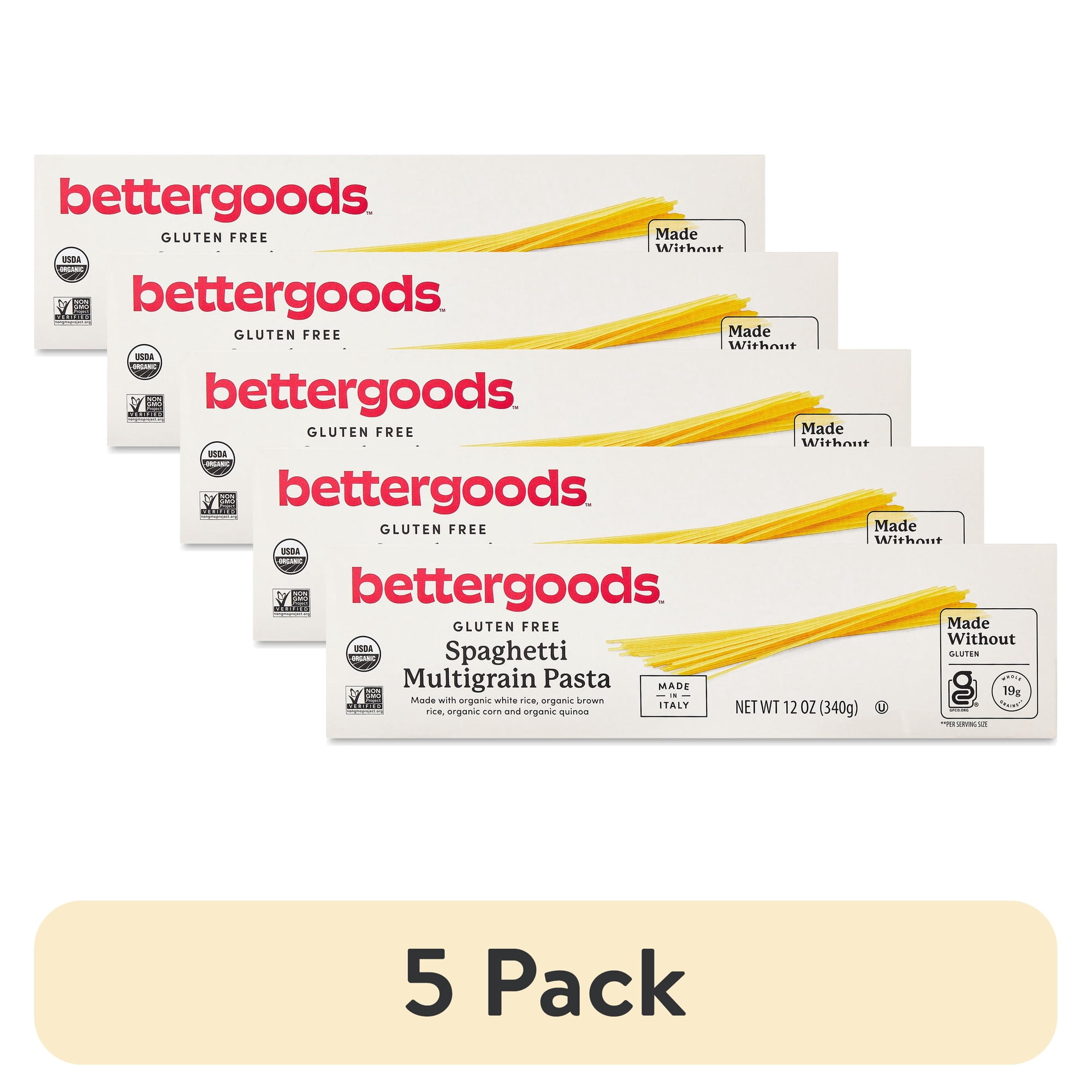 (5 pack) bettergoods Gluten-Free Spaghetti Multigrain Pasta 12 oz