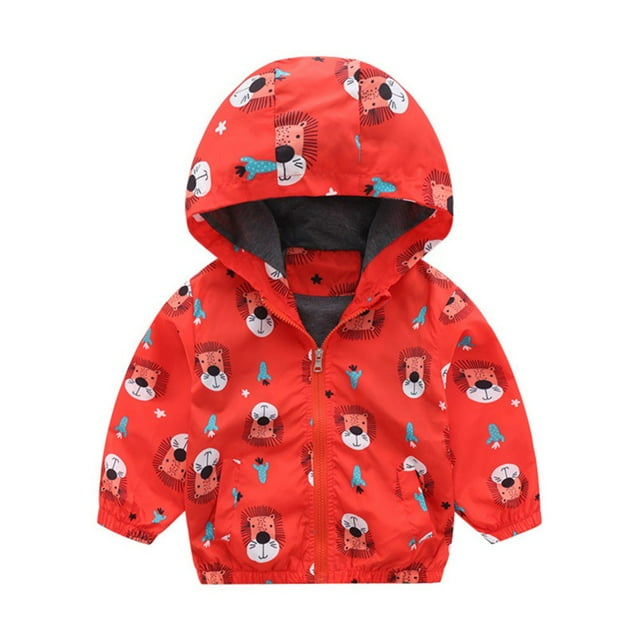 Boy‘s Cartoon Lightweight Wind Zip Hooded Jackets Windbreakers Cute Dust Coats 2T-7 Years
