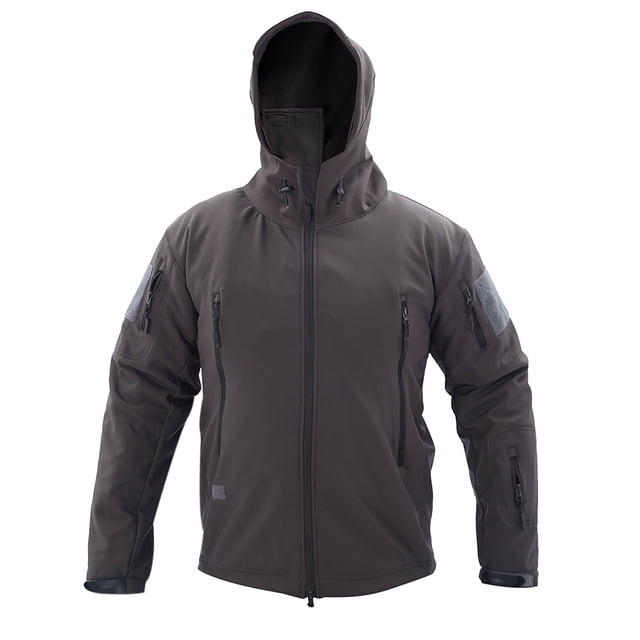Penkiiy Casual Jacket for Men Men's Warm Fleece Waterproof Shark Skin Soft Shell Outdoor Solid Color Jacket Gray XL Y2K Clothes