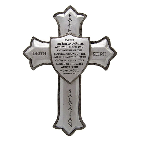 8.25" Armor of God Wall Cross - Ephesians 6:16-17