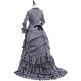 thumbnail image 6 of Gothic Victorian Bustle Dress Vintage Black and White Stripes Medieval Ball Gown Renaissance Costume for Women, 6 of 8