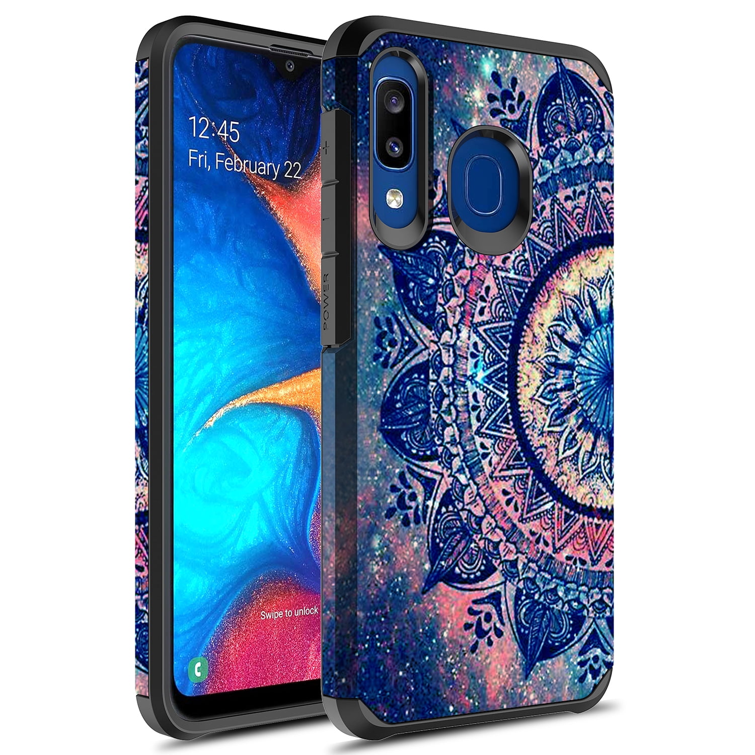 Samsung Galaxy A21 Case, KAESAR Slim Hybrid Dual Layer Shockproof Hard Cover Graphic Fashion Cute Colorful Silicone Skin Cover Armor Case for Samsung Galaxy A21 (Mandala)