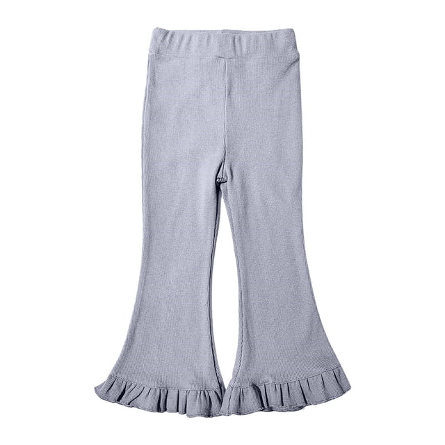 Timegard Toddler Girls Clothes Ruffle Flare Leggings Solid Color Comfy Trousers Children Cute Stretch Pants