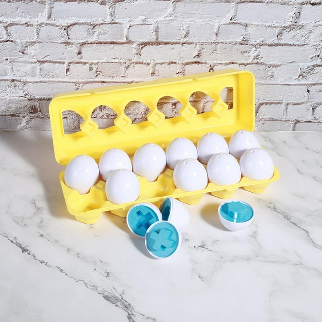 Juguete de huevos para niños, 12 piezas de huevos a juego, juguete de simulación de huevos, juguete de aprendizaje construido para precisión
