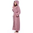 thumbnail image 4 of Arus Womens Soft Twist Hooded Full Length Turkish Cotton Long Bath Robe, Plum, Medium, 4 of 4