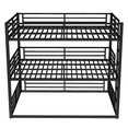 thumbnail image 5 of Tcbosik Heavy Duty Triple Bunk Bed, Queen Over Queen over Queen Size Metal Bed Frame with Side Ladder and Safety Guardrail, Space Saving, Black, 5 of 9