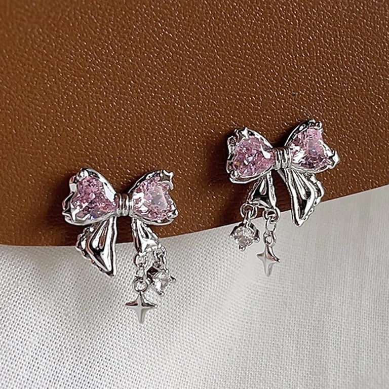 brown dress matching earrings Rhinestone Bow for Women, Elegant Bridal Jewelry Statement Drop Dangle Earrings, Wedding Guest Accessories, Bridesmaid Gift, Sparkling Party Costume Outfit Natural Leather