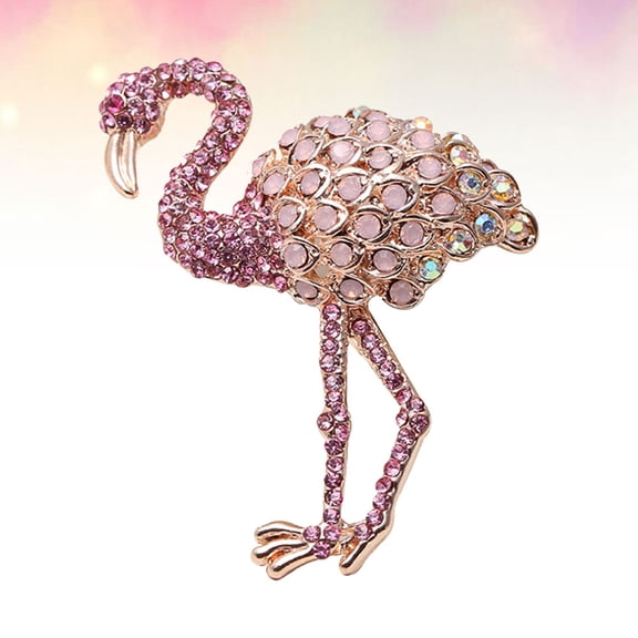 BESTOYARD Brooch Pins for Women Fashion Crystal Flamingo Accessory 1Pack