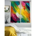 thumbnail image 3 of Abstract Oil Painting Sheer Curtains 63 Inches Long 2 Panels Rainbow Pigment Art Light Filtering Semi Sheer Window Curtains Drapes for Bedroom Living Room 52"x63", 3 of 7