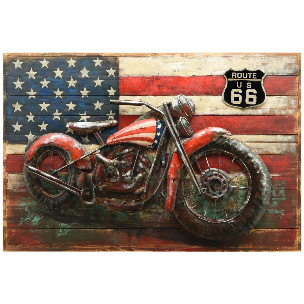 Empire Art Direct Motorcycle 4 Hand Painted 3D Metal Wall Art on