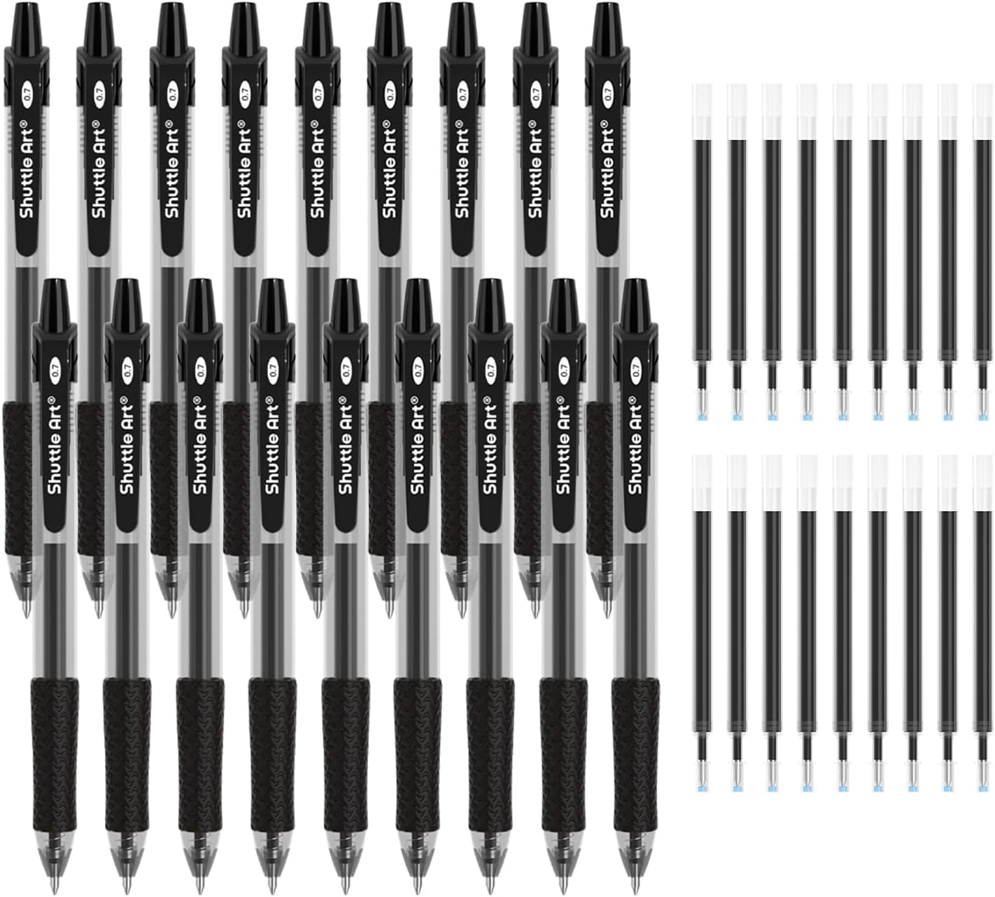 (2 pack) Shuttle Art Black Gel Pens, 36 Pack(18 Gel Pens with 18 Refills) Retractable Medium Point Rollerball Gel Ink Pens Smooth Writing with Comfortable Grip