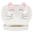 thumbnail image 1 of Maceta de cerámica blanca con diseño de gato de dibujos animados, creativa, con forma de flor carnosa, para uso doméstico, mini gato con base sin planta, 1 of 7