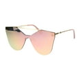 thumbnail image 2 of Womens Retro Futuristic Rimless Butterfly Shield Sunglasses Gold Peach, 2 of 4