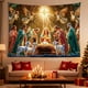 thumbnail image 3 of Bandera Navideña con Dosel Estrellado | Cortina de Terciopelo Color Melocotón con Pinzas y Clavos | Decoración Festiva para El Hogar, La Pared, La Ventana, La Fiesta, Los Eventos Navideños, Etc., 3 of 4