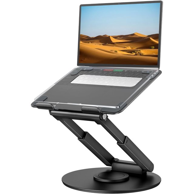 Telescopic Laptop Stand for Desk with Swivel Base Sit to Stand Height Adjustable Portable Riser Holder for Good Posture Compatible with MacBook Pro All Laptops &#;