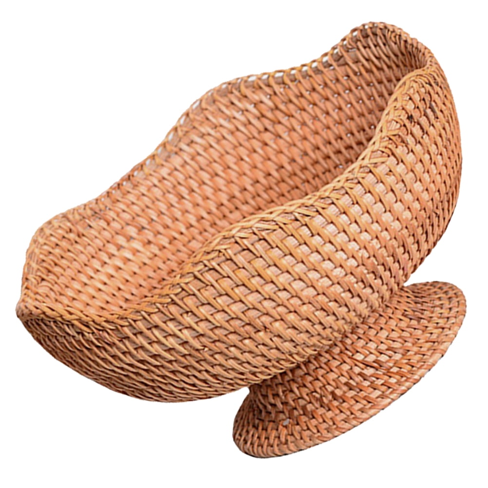 Eease Rattan Fruit Bowl Footed Decorative Basket for Kitchen Counter 25cm