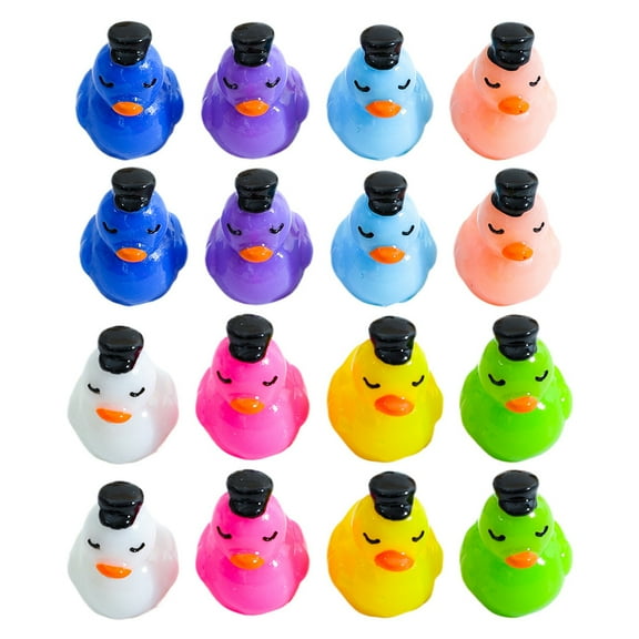 16 Pcs Mini Resin Ducks Miniature Figurines Ducky Toy Animal Baby
