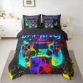 thumbnail image 2 of Homewish 3D Game Console Bedding Comforter Set 7 Pieces for Teen, Gaming Gamer Full Bedding Set, Splash Watercolor Artwork Reversible Fitted Sheet Flat Sheet, Lightweight Room Decor, 2 of 7