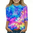 thumbnail image 2 of Maean Kids Tie Dye Graphic Tshirts Girls Boys 3/4 Sleeve Crewneck Tshirt Summer Tee Shirts for 3-12 Years, 2 of 5