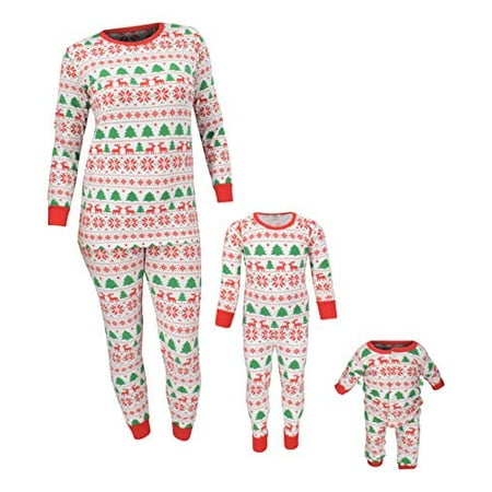 

Unique Baby Adult Christmas Family Pajama Set Daddy Mommy and Me (L White)