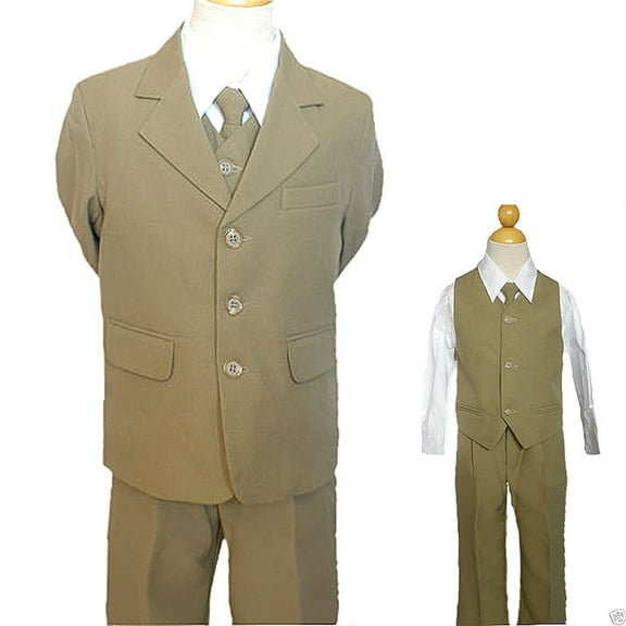 Boys Wedding, Recital, Holiday,Formal Tuxedo Suit Khaki Taupe size: 12,14,16,20